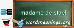 WordMeaning blackboard for madame de stael